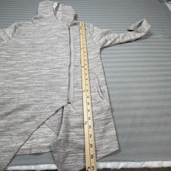Zara Knit Hoodie Boys 13-14 Gray Asymmetric Zip Longline Marled Cardigan - Picture 6 of 9